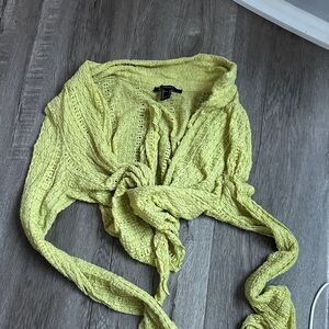 Lime Green Knit Tie-Front Cardigan